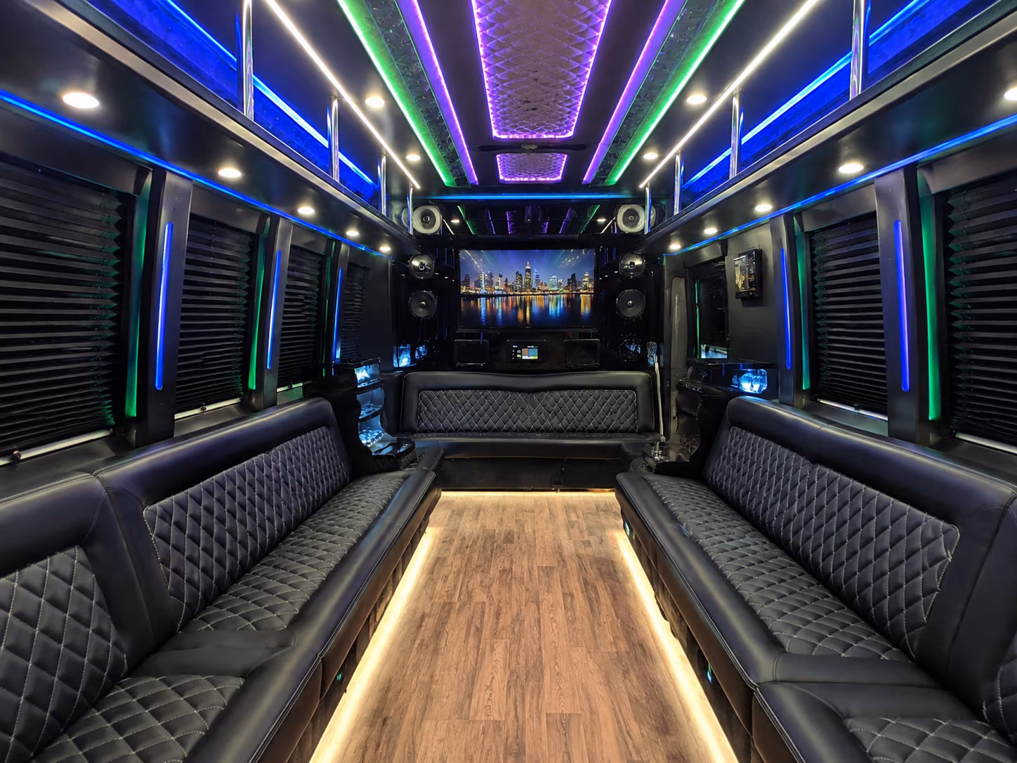 lakewood 25 passenger party bus interior